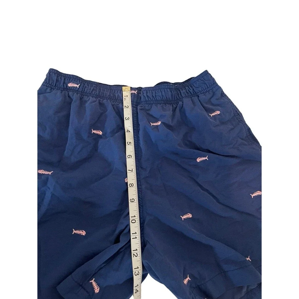 J Mclaughlin Mens Gingham Blue Fish Fishes Swim Trunks Suit Bathing Size S RARE‎
